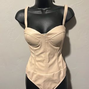 Faux Leather Onesie Romper Body Suit